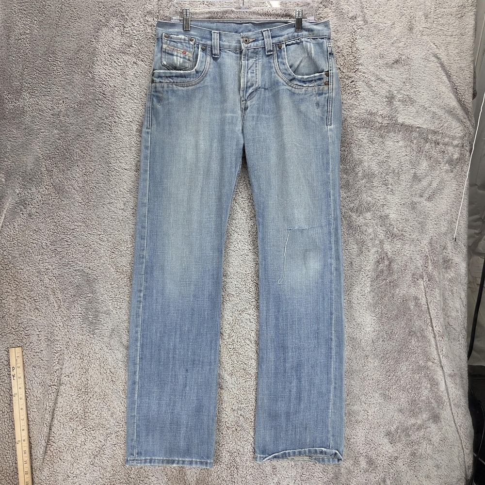Diesel Jeans Mens 32x32 Blue Koffha Regular Bootcut Light Wash Button Fly 00796